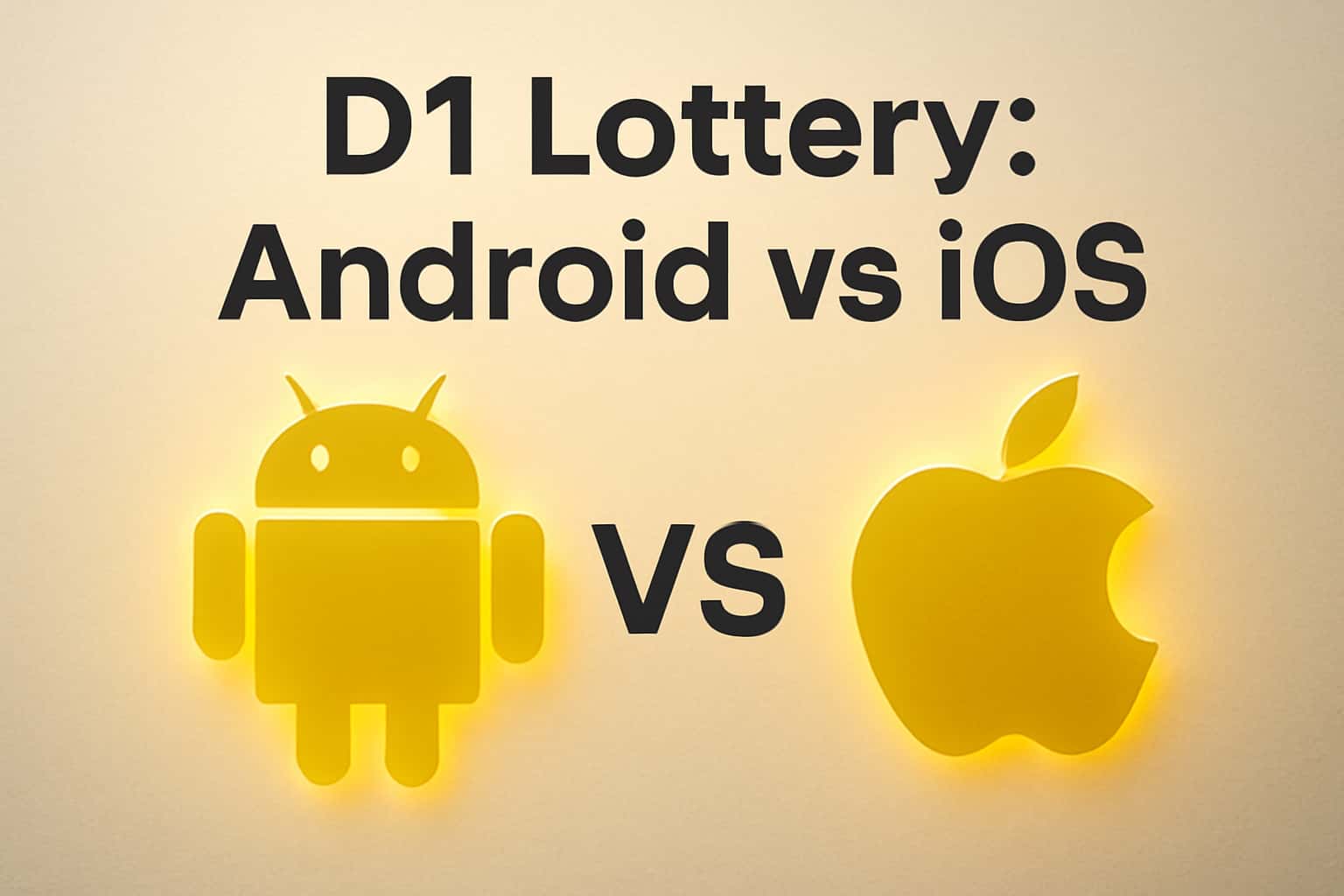 A high-tech scene showcasing D1 Lottery app differences between Android and iOS.