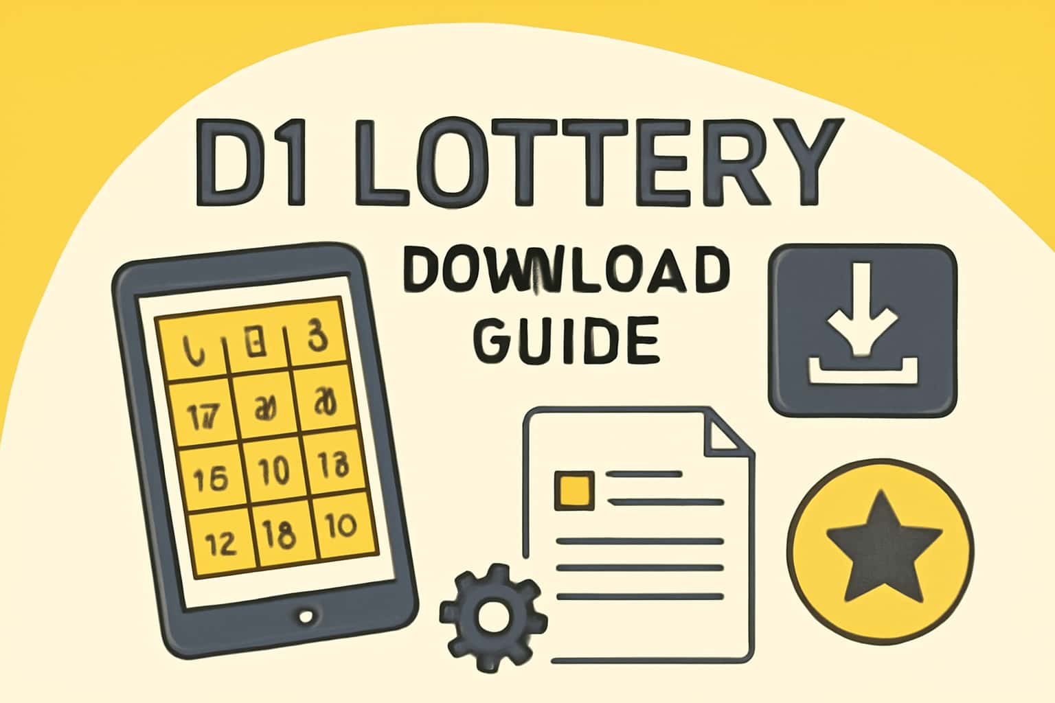 Informational scene depicting the D1 Lottery Download Guide.