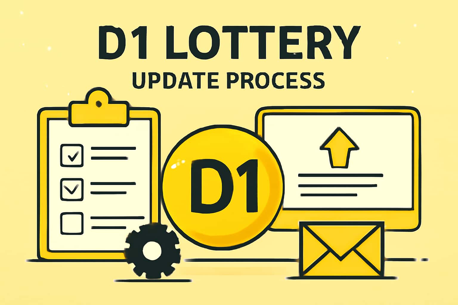 An informative illustration representing the D1 Lottery update process.