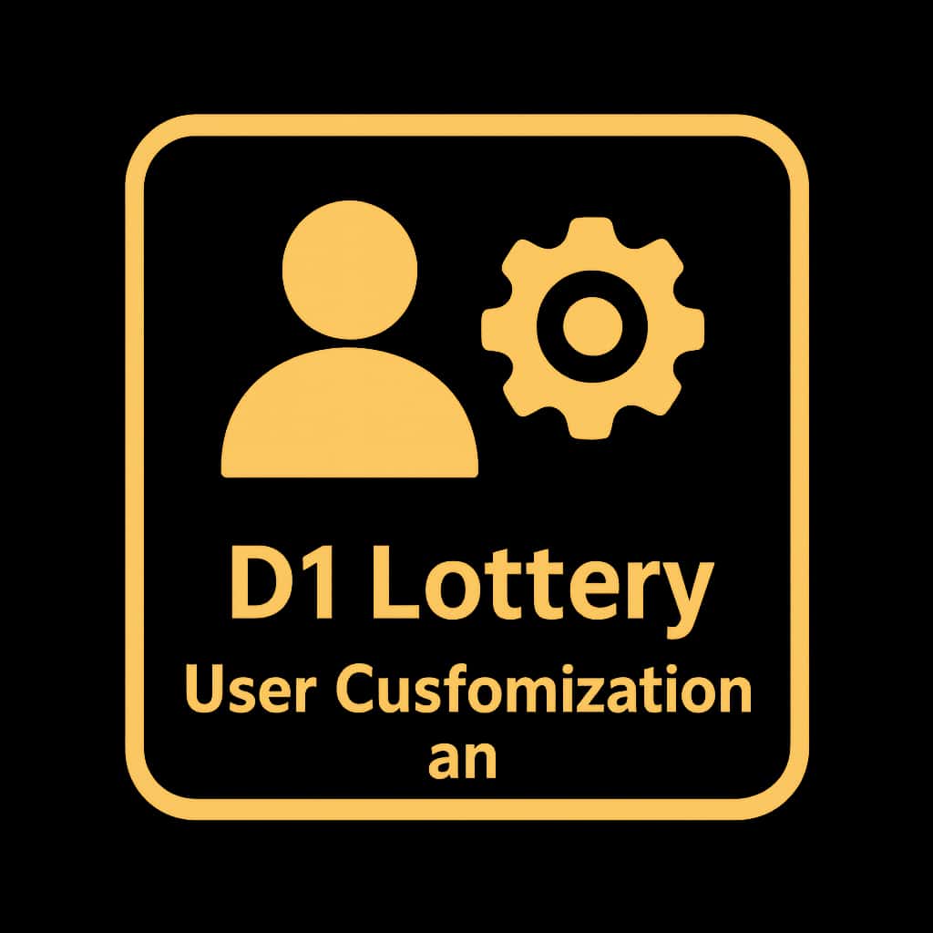 An icon illustrating customization features of the D1 Lottery app with a clean design and #fcd303 accents.