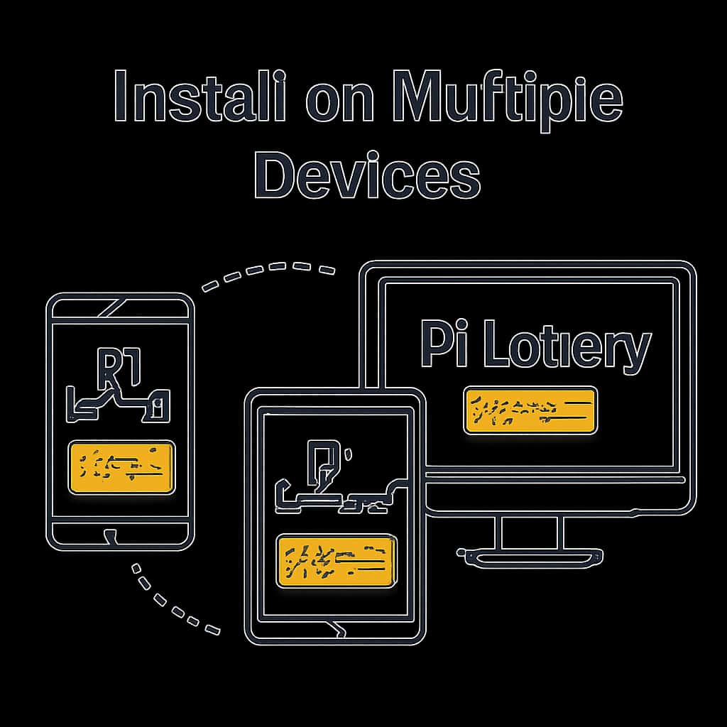 An educational diagram detailing the steps for installing D1 Lottery on various devices.