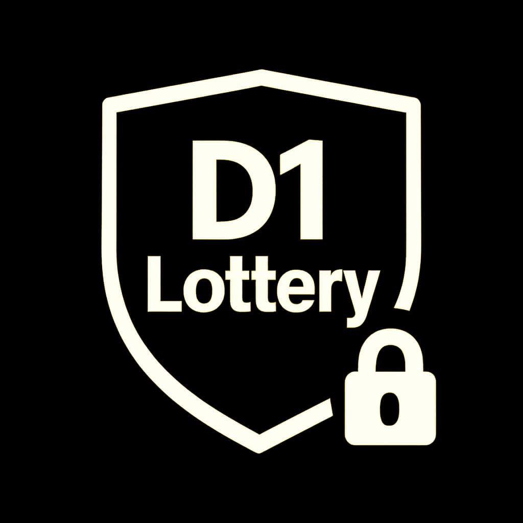 A professional badge illustrating account security for D1 Lottery users.