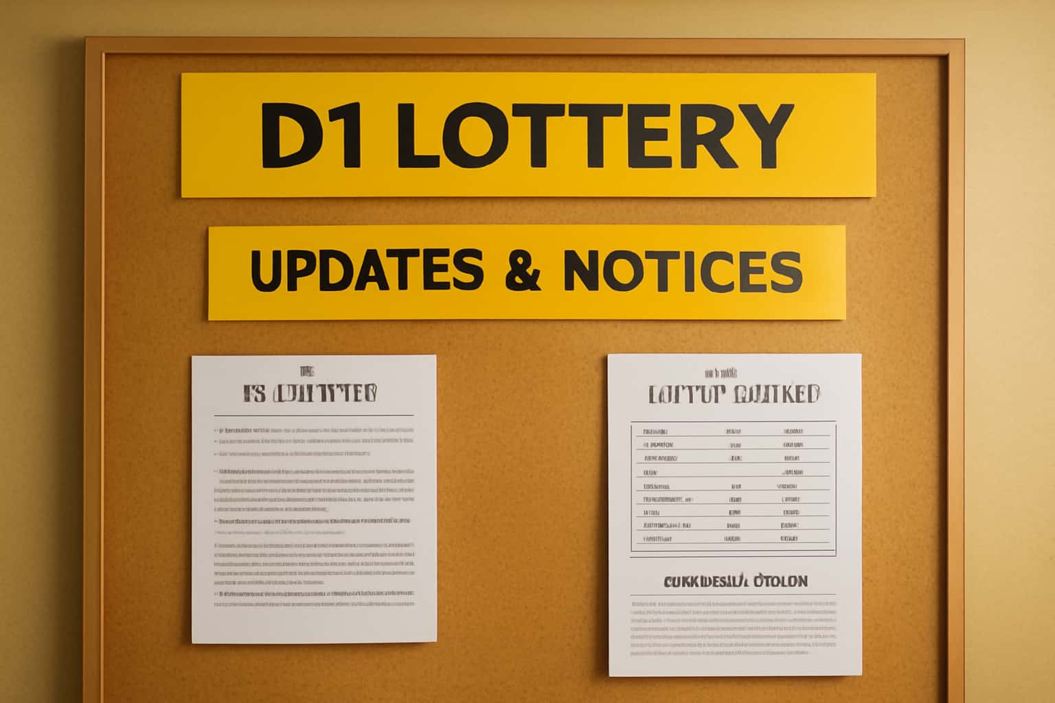 Informational banner about D1 Lottery Updates & Notices.