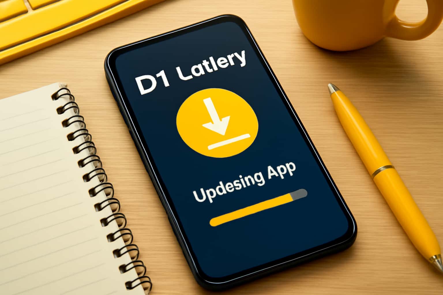 Visual representation of the D1 Lottery App update process.