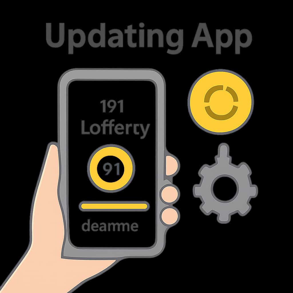Illustration depicting the steps to update the D1 Lottery App.